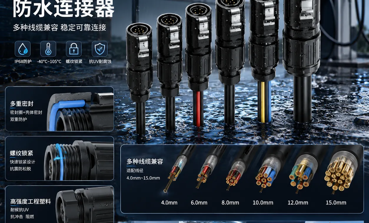 严苛环境下的可靠之选:惟兴科技LP系列防水连接器多线径兼容技术揭秘