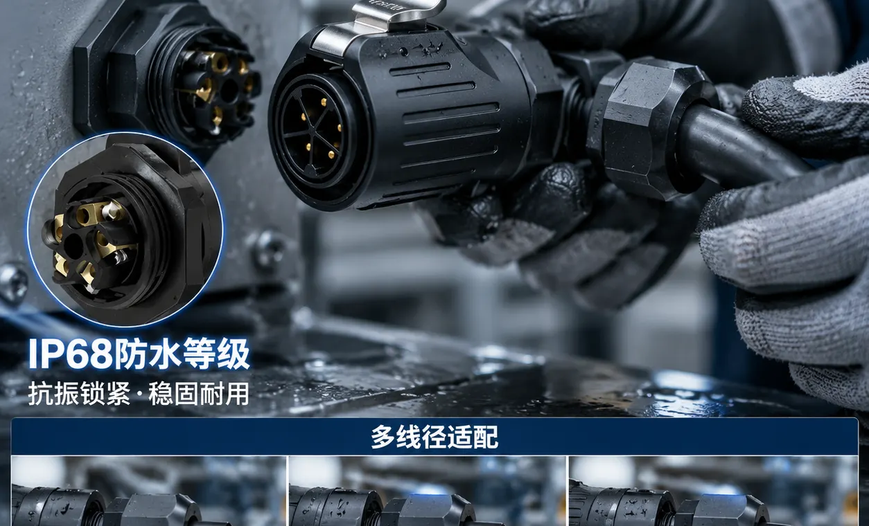 防水连接器选型避坑指南：多线径适配技术如何解决工业场景的老大难？