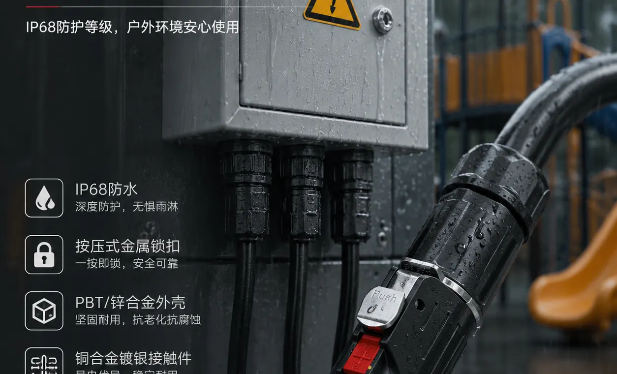户外游乐设施为什么更需要防水安全连接器？EW-LP32选型要点解析